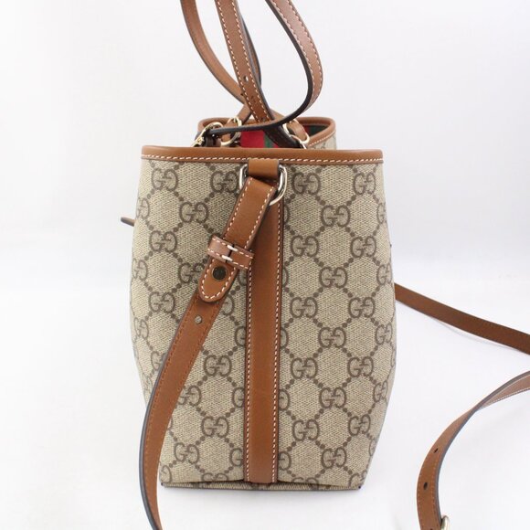 NWD Gucci GG Emblem Small Tote Bag in Beige & Dark Brown with Removable Straps - Picture 5 of 13